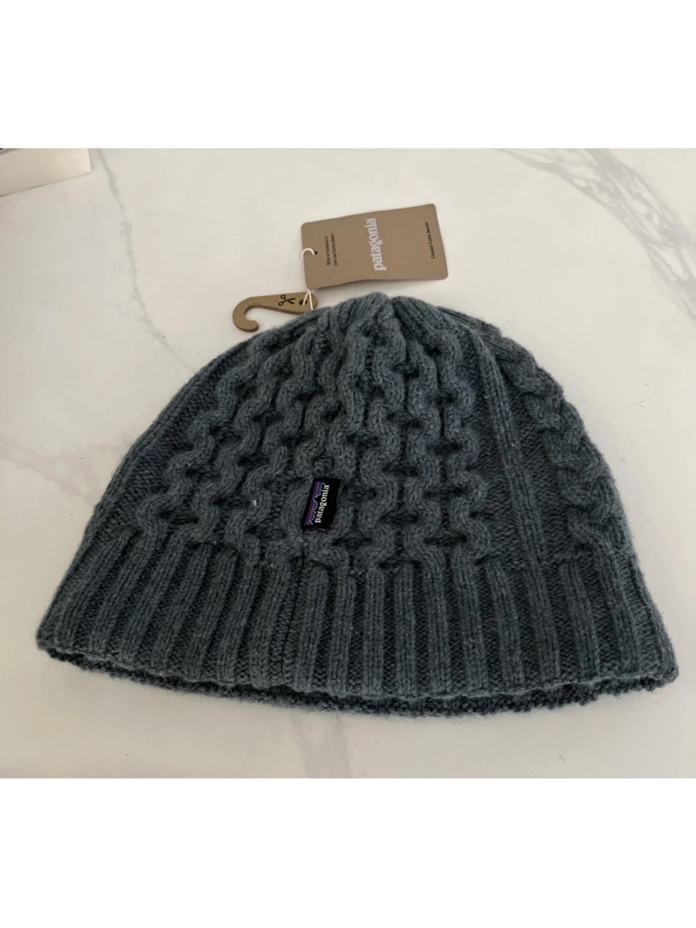 NWT Patagonia Coastal Cable Lined Knit Cap/Beanie, Blue/Gray One Size